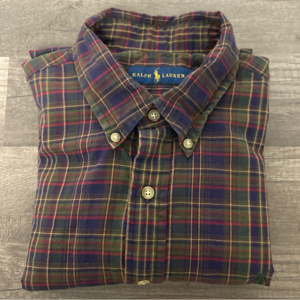 Ralph Lauren MEN’S Casual Button Down Shirt Sz Plaid Pony Embroidere - Picture 14 of 14